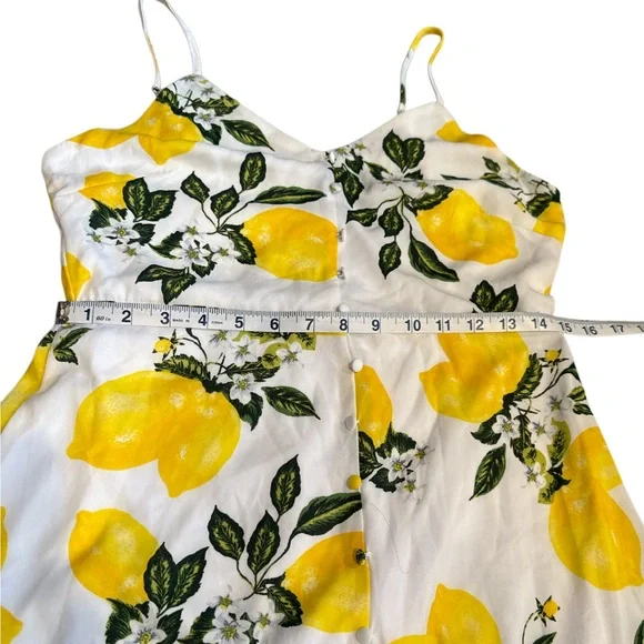 Lulus - Afternoon Air Yellow Lemon Print High-Low Midi Dress - Size M - Picture 8 of 13